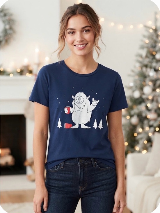 Old Navy Tops - NWT Old Navy Blue Yeti to Party Graphic Short Sleeve T-Shirt Size Medium